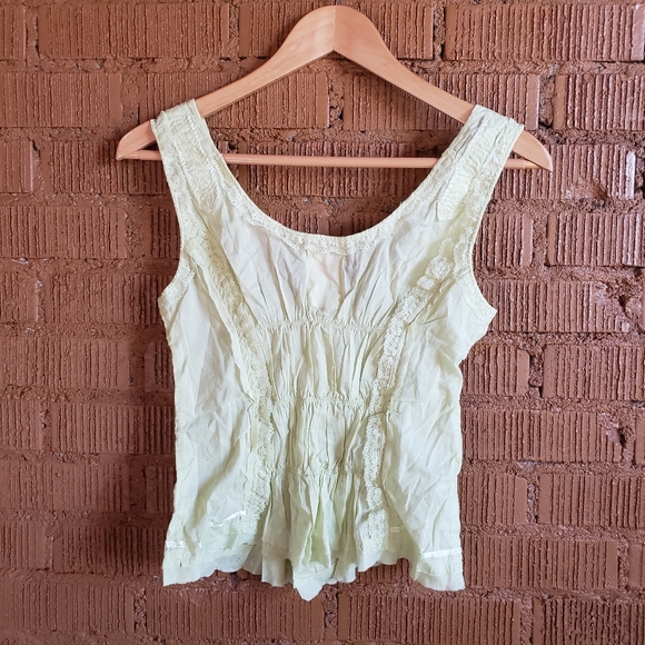 Free People Vintage Faded Green Lace Tank Cami - Picture 7 of 9